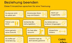 11 Anzeichen, wann du dich trennen solltest: Du kannst nicht du selbst sein, emotionaler Rückzug, keine Augenhöhe, Streit, schlechte Bilanz, Anziehung zu anderen, keine gemeinsame Zukunft, alles versucht, körperliche Distanz, Hoffnung auf Veränderung, ...
