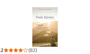 Buchcover "Finde Klarheit" von Monika Schmiderer. Eine Frau sitzt auf einem Berg und blickt in die Sonne. Hilft, wie finde ich meinen weg.
