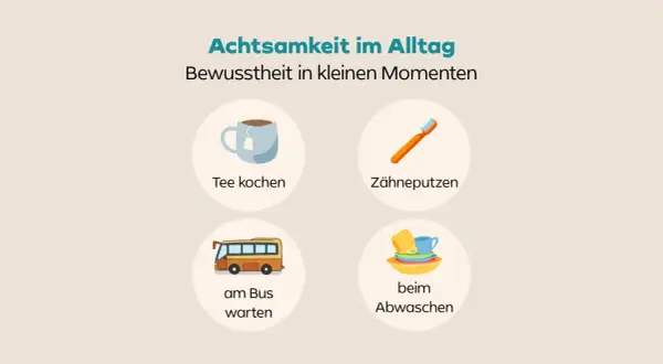 Achtsamkeit im Alltag: Tee kochen, Zähneputzen, am Bus warten, abwaschen. Kleine Momente der Ruhe können emotionale Ansteckung positiv beeinflussen.
