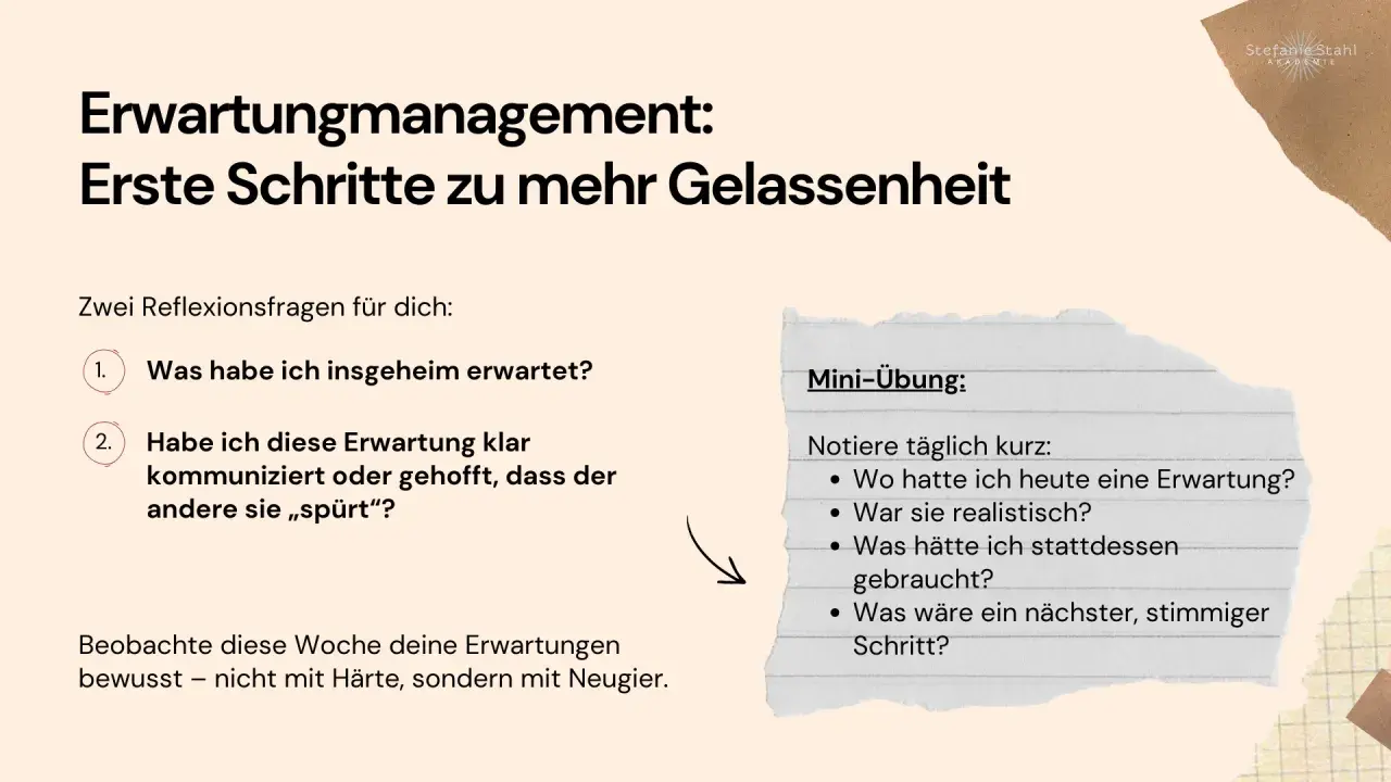 Erwartungsmanagement: Erste Schritte zu mehr Gelassenheit. Zwei Reflexionsfragen und eine Mini-Übung helfen, nicht zu selbstkritisch zu sein.