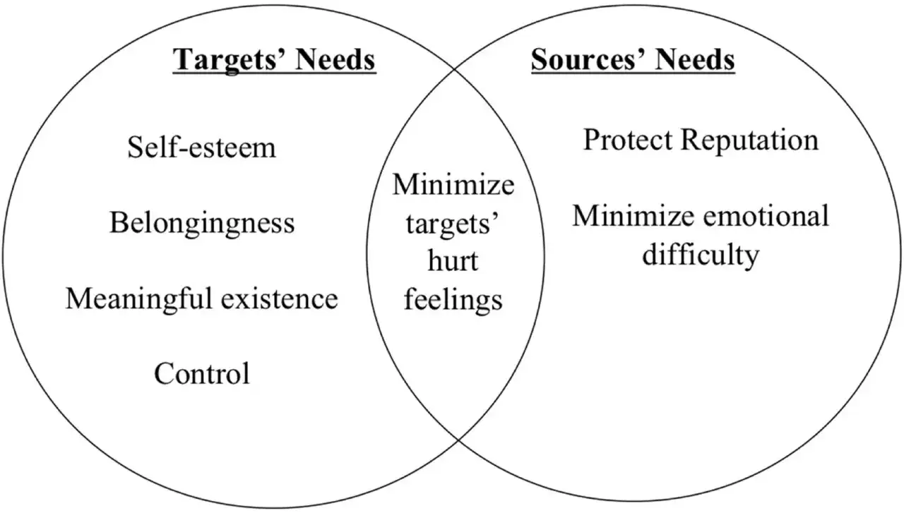 Venn-Diagramm: Bedürfnisse von Zielen (Selbstwert, Zugehörigkeit, Sinn, Kontrolle) und Quellen (Ruf, emotionale Schwierigkeiten) überschneiden sich bei