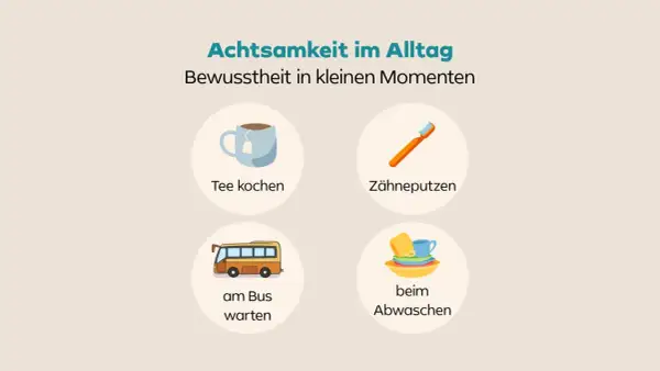 Achtsamkeit im Alltag: Tee kochen, Zähneputzen, am Bus warten, abwaschen. Kleine Momente der Ruhe können emotionale Ansteckung positiv beeinflussen.